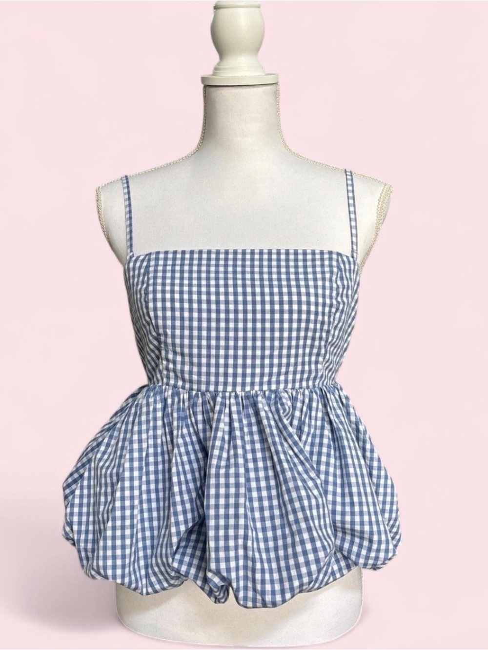 Abercrombie & Fitch Light Blue Gingham Pepulum top